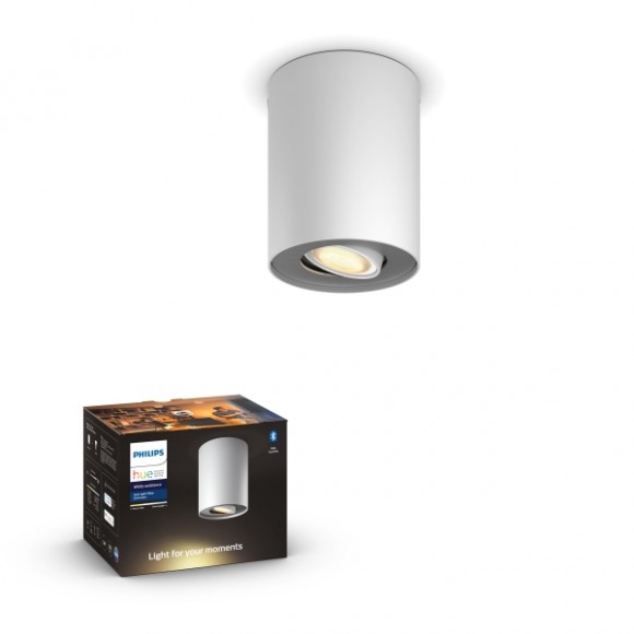 Philips Hue 8719514338500 LED stropní bodové svítidlo Pillar 1x5,5W | GU10 | 250lm | 2200-6500K - Bluetooth, stmívatelné, White Ambiance, bílá