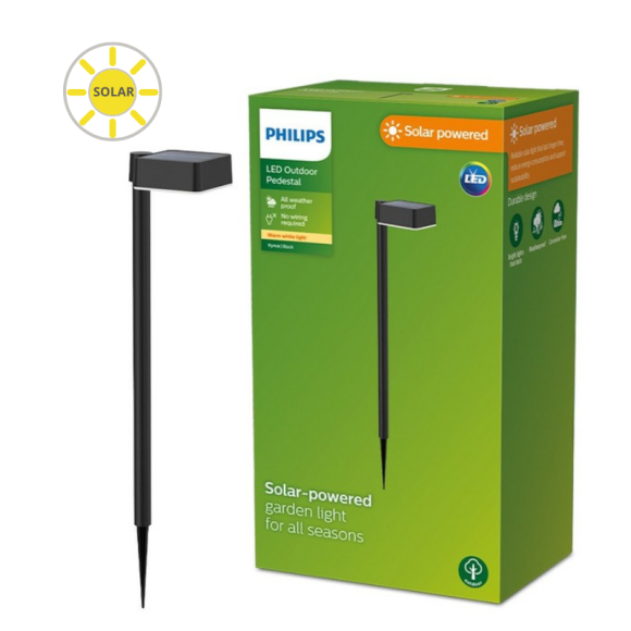 Philips 8720169265684 LED solární venkovní svítidlo k zapíchnutí Vynce | 1,5W integrovaný LED zdroj | 200lm | 2700K