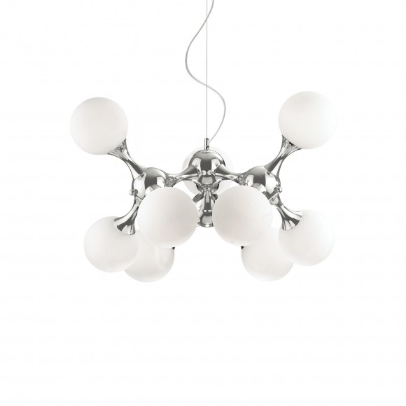 Ideal Lux 082059 závěsné stropní svítidlo Nodi Bianco 9x40W|E14 - chrom, bílá