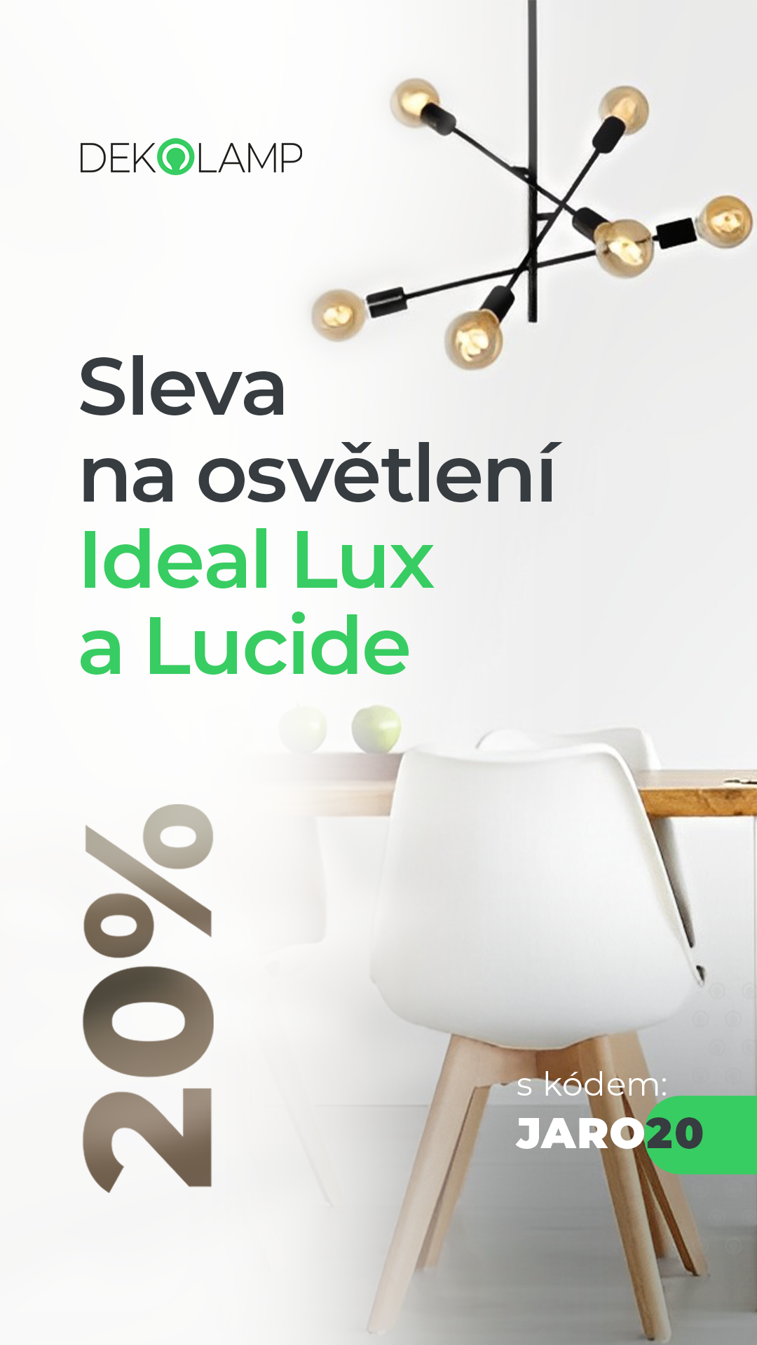 Banner jarní sleva 20 % na Ideal Lux a Lucide