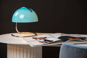 Retro lampa ve světle modré barvě - Lucide L465160135 stolní lampička CATO E27