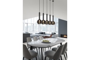 Set kulatých lustrů do kuchyně – TRIO 310300532 ZÁVĚSNÉ STROPNÍ SVÍTIDLO CLAYTON 5X28W | E27 - NASTAVITELNÁ VÝŠKA, ČERNÁ