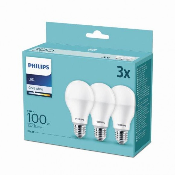 20% sleva - sada - Philips LED žárovka 3x14W | E27 | 4000K