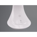 Trio R52311101 LED stolní lampa Patty 1x4W | 380lm | 4000K | IP20 - dotyková funkce o 4 stupních, ukazatel datumu a teploty, funkce budíku, napájeno akumulátorem, naklápění, provoz přes USB-C, bílá