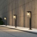 Trio 511660132 sloupek Ardila 1x40W | E27 | IP44 - snímač stmívání, spínač rozsvěcení/zhasínání, matná černá, transparentní sklo