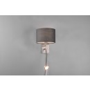 Trio 271170211 LED nástěnné svítidlo Hotel 1x40W | E14 + 1x LED 3,1W | 310lm | 3000K - ohebné rameno, oddělené vypínače, matný nikl, šedá