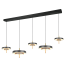 Trio T340210580 LED závěsné stropní svítidlo KEATON  | 50W integrovaný LED zdroj | 1x5900lm | 2300+3000+4000K | na lanku | Trio - SwitchDimmer | černá | zlatá