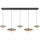 Trio T340210580 LED závěsné stropní svítidlo KEATON  | 50W integrovaný LED zdroj | 1x5900lm | 2300+3000+4000K | na lanku | Trio - SwitchDimmer | černá | zlatá