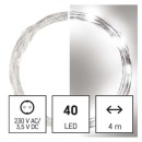 Emos D3AC02 vánoční nano řetěz 4m 40 LED | 2,4W | IP44 - studená bílá, časovač, stříbrná