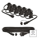Emos DCPZ01 zahradní spojovací světelný řetěz + přívodní kabel Party 7,35m 10xE27 | IP44 - max. 750W, černá