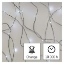 Emos D3AC01 vánoční nano řetěz 10m 100 LED | 3,6W | IP44 - studená bílá, časovač, stříbrná