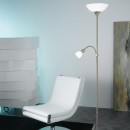 Eglo 93207 LED stojací svítidlo Up 5 1x7W+1x4W | E27+E14 | 470lm+370lm | 3000K - matný nikl, bílá