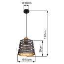 Globo 15451H závěsné stropní svítidlo Ablona 1x60W | E27 - černá, zlatá, přírodní