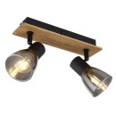 Globo 54307-2W přisazené stropní bodové svítidlo Claude 2x40W | E14 - černá, dřevo, kouřová