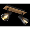 Globo 54307-2W přisazené stropní bodové svítidlo Claude 2x40W | E14 - černá, dřevo, kouřová