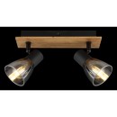 Globo 54307-2W přisazené stropní bodové svítidlo Claude 2x40W | E14 - černá, dřevo, kouřová