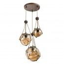 Globo 15859-3H závěsné stropní svítidlo Tiko 3x25W | E27 - rez, hnědá