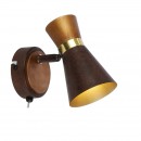 Globo 54808-1 nástěnné svítidlo Aeron 1x25W | E14 - vypínač na těle, rez, zlatá