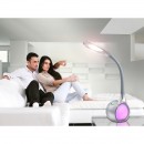 Globo 58279 LED stolní lampa Tarron 1x5W | 280lm | 5500K | RGB - dotykový stmívač, osvětlený podstavec, fixace barvy, šedá