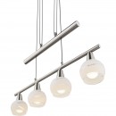 Globo 54341-4Z závěsné stropní svítidlo Elliott 4x5W | E14 LED | 1280lm | 3000K - včetně žárovek, nastavitelná výška, satinované sklo, matný nikl