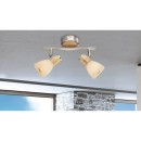 Globo 54352-2 přisazené nástěnné či stropní bodové svítidlo Gylfi 2x40W | E14 - opál, matný nikl, dřevo