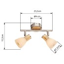 Globo 54352-2 přisazené nástěnné či stropní bodové svítidlo Gylfi 2x40W | E14 - opál, matný nikl, dřevo