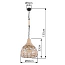 Globo 15671H závěsné stropní svítidlo Halia 1x60W | E27 - černá, přírodní
