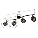 Globo 54357-4B přisazené stropní bodové svítidlo Indiana 4x40W | E14 - černá, zlatá