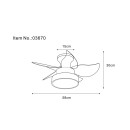 Globo 3670 LED ventilátor s osvětlením KARI  | 22W integrovaný LED zdroj | 1660lm | 3000/4500/6000K | dálkové ovládání | stmívač | ventilátor | černá