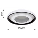Globo 41290-52 LED stropní svítidlo Lucky 1x52W | 2260lm | 2700-6000K - stmívatelné, dálkové ovládání, noční režim, paměťová funkce, bílá, černá, opál