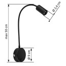 Globo 57311B LED nástěnné svítidlo Milly 1x3W | 180lm | 3000K - vypínač na těle, černá