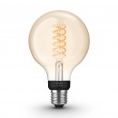 Philips Hue 8718699688882 LED žárovka Filament Globe 1x7W | E27 | 550lm | 2100K - Bluetooth, White