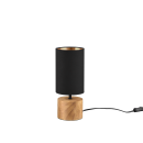 Trio R50171980 stolní svítidlo Woody 1x40W | E14 - kabelový spínač, dřevo, černá