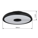 Globo 41366B LED stropní svítidlo s reproduktorem Raffy 1x18W | 820lm | 3000-6500K | RGB | IP44- stmívatelné, Bluetooth, dálkové ovládání, noční režim, paměťová funkce, černá, opál