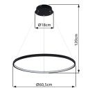 Globo 67192-29B LED závěsné stropní svítidlo Ralph 1x29W | 1250lm | 3000K - nastavitelná výška, černá, opál