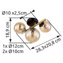 Globo 56135-3W LED přiazené stropní svítidlo Riha 3x3W | G9 | 240lm | 3000K - černá, mosaz, jantarová