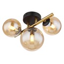 Globo 56135-3W LED přiazené stropní svítidlo Riha 3x3W | G9 | 240lm | 3000K - černá, mosaz, jantarová