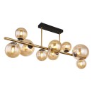 Globo 56135-9D LED přiazené stropní svítidlo Riha 9x3W | G9 | 720lm | 3000K - černá, mosaz, jantarová