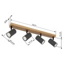 Globo 57911-4G přisazené stropní bodové svítidlo Robby 4x35W | GU10 - černá, dřevo