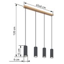 Globo 57911-4HG závěsné svítidlo Robby 4x35W | GU10 - černá, dřevo