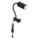 Globo 57911KB stolní svítidlo s klipem Robby 1x25W | GU10 - kabelový spínač, ohebné rameno, černá
