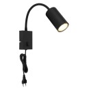 Globo 57911WB nástěnné svítidlo Robby 1x25W | GU10 - vypínač na těle, ohebné rameno, černá