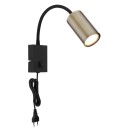Globo 57911WM nástěnné svítidlo Robby 1x25W | GU10 - vypínač na těle, ohebné rameno, černá, mosaz