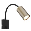 Globo 57911WM nástěnné svítidlo Robby 1x25W | GU10 - vypínač na těle, ohebné rameno, černá, mosaz