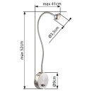 Globo 24109K LED svítidlo s klipem Serpent 1x3W | 180lm | 3000K - ohebné rameno, vypínač na těle, matný nikl