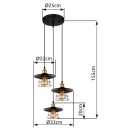 Globo 15086-3BH závěsné stropní svítidlo Viejo 3x60W | E27 - černá, mosaz, zlatá