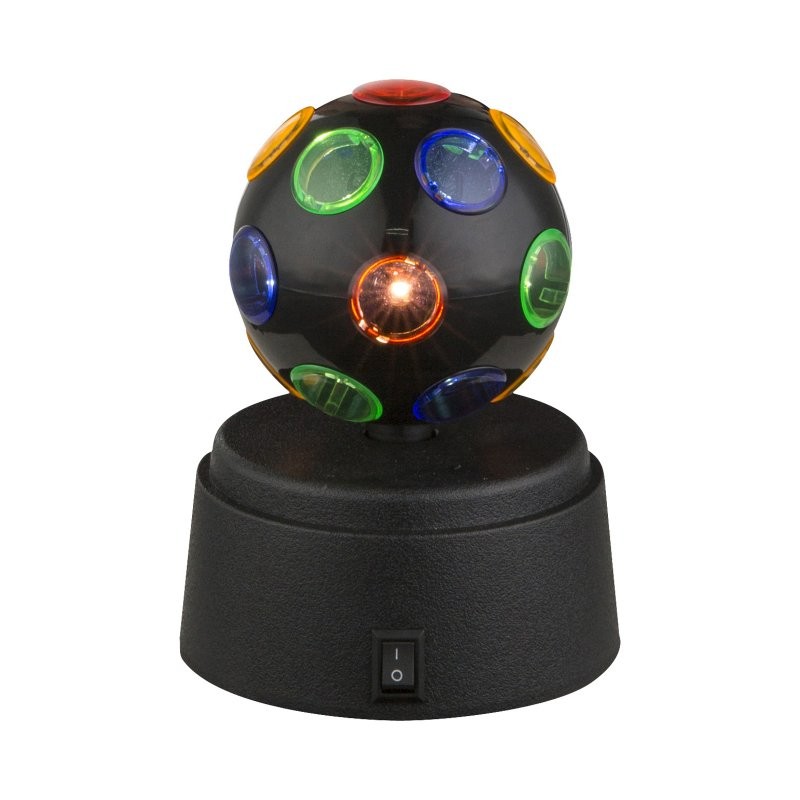 Globo 28017 stolní svítidlo otočná disko koule Disco 3x0,06W - multicolor, vypínač na těle, černá