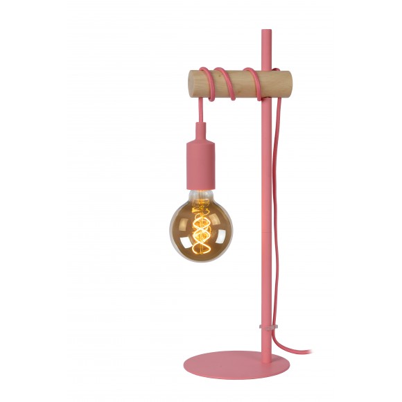 Lucide 08527/01/66 stolní lampička Pola 1x60W | E27- růžová, kov, vypínač na kabelu