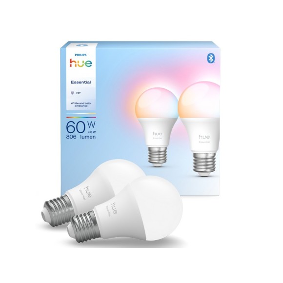 Philips Hue 8720169392243 LED sada žárovek Essential | 2x8W E27 LED | 806lm | 2200-6500+RGBK