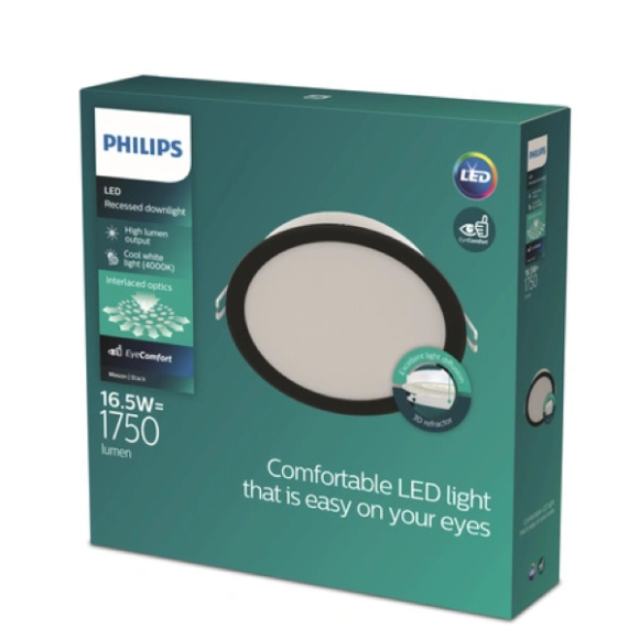 Philips 8721103131355 LED zápustné svítidlo MESON | 17W integrovaný LED zdroj | 1300lm | 4000K | černá